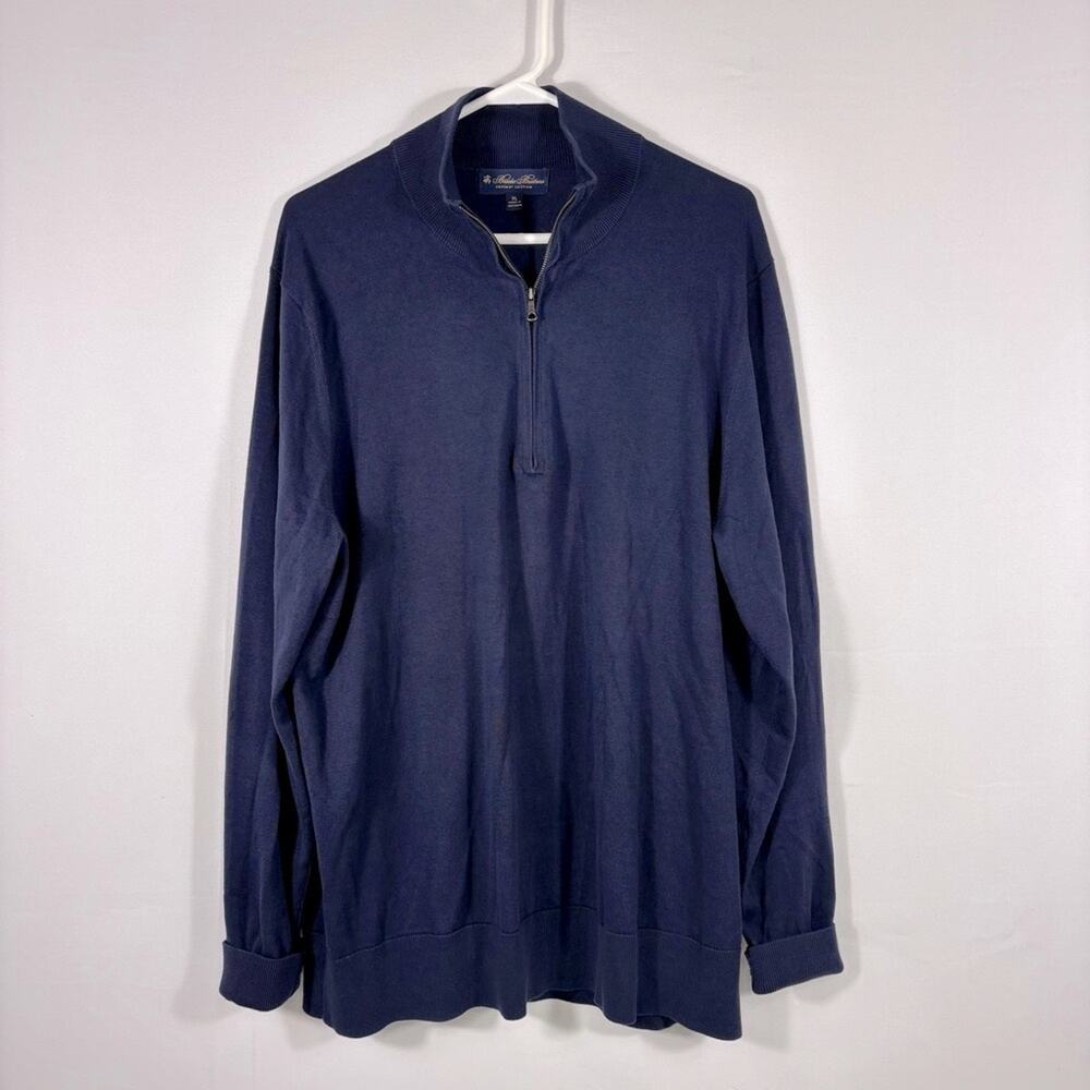 Brooks Brothers Supima Cotton Men's Dark Blue 3/4 Zip Sweater Size XL AA0516